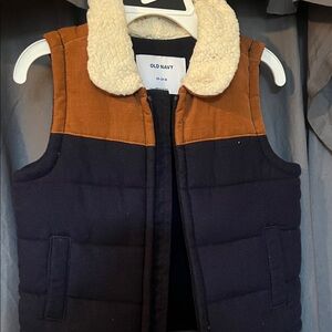 Old Navy Tan and Black Vest with Cozy Collar